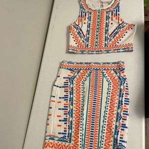 Jealous Tomatoe Set. Top and Bottom both Size L. Color: White, blue, orange